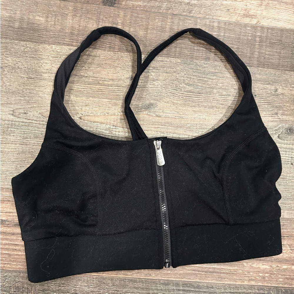 POPFLEX Black Zip Up Sports Bra